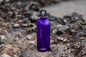 purple insulated water bottle